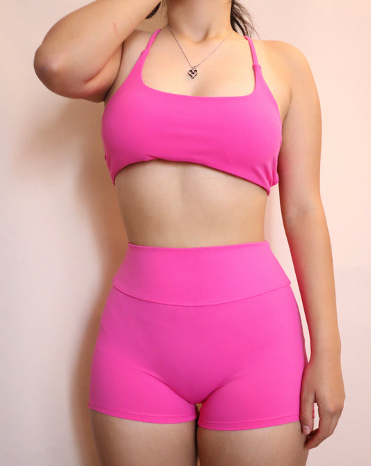 Hot pink scrunch shorts